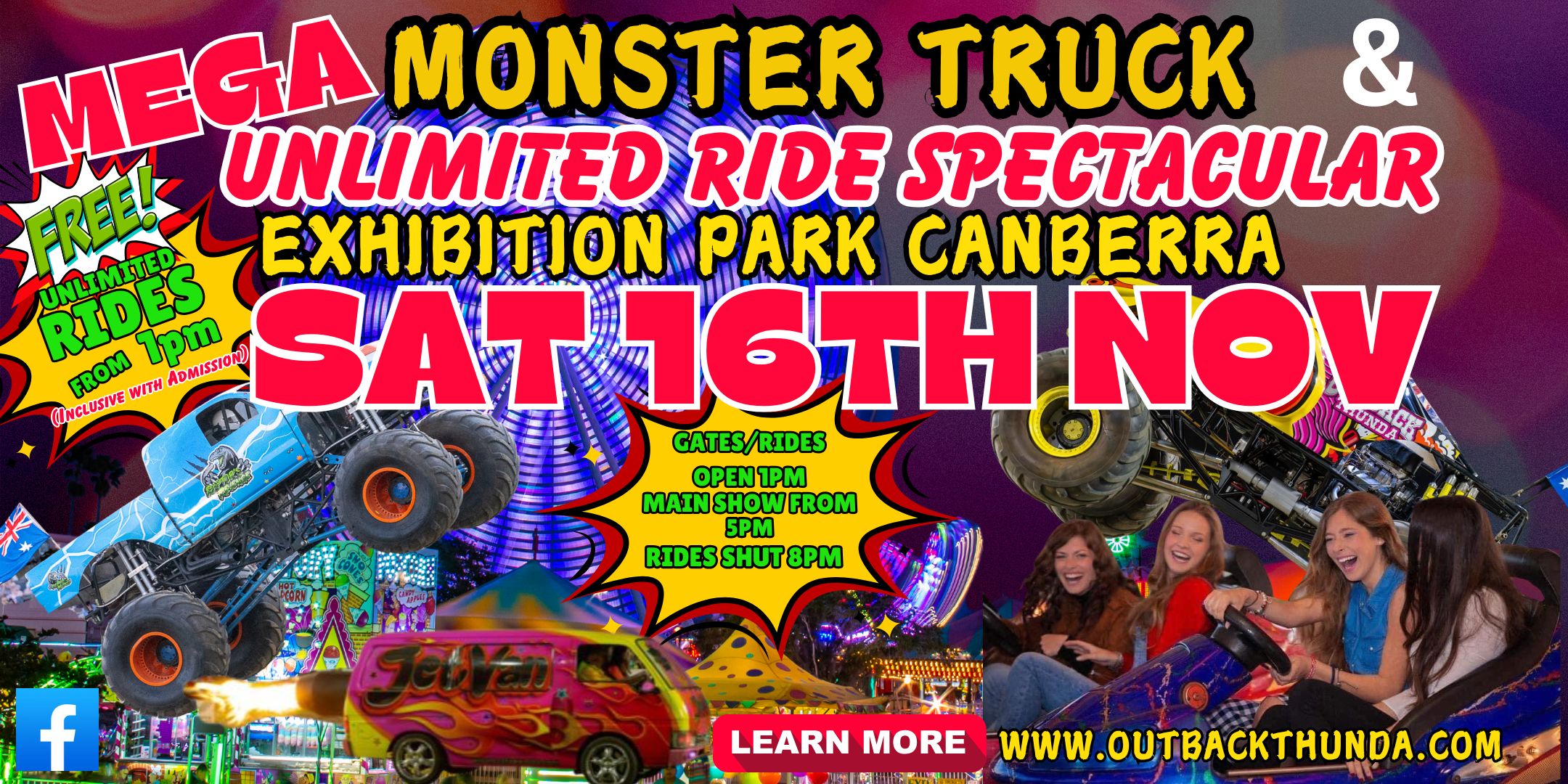 Mega Monster Truck & Unlimited Rides Spectacular Exhibition Park Canberra